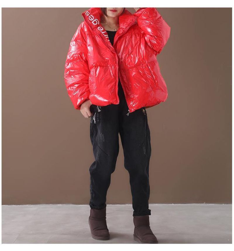 Dames Plus Size Sneeuwjassen Jassen Met Capuchon Rood Warm Opstaande Kraag Donsjas Winter - Dames donsjacks