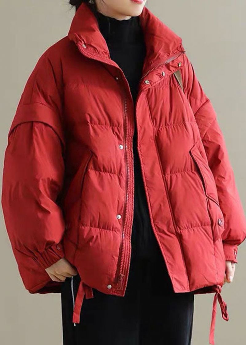 Dames Rood Dik Eendendons Pufferjack Winter - Rood