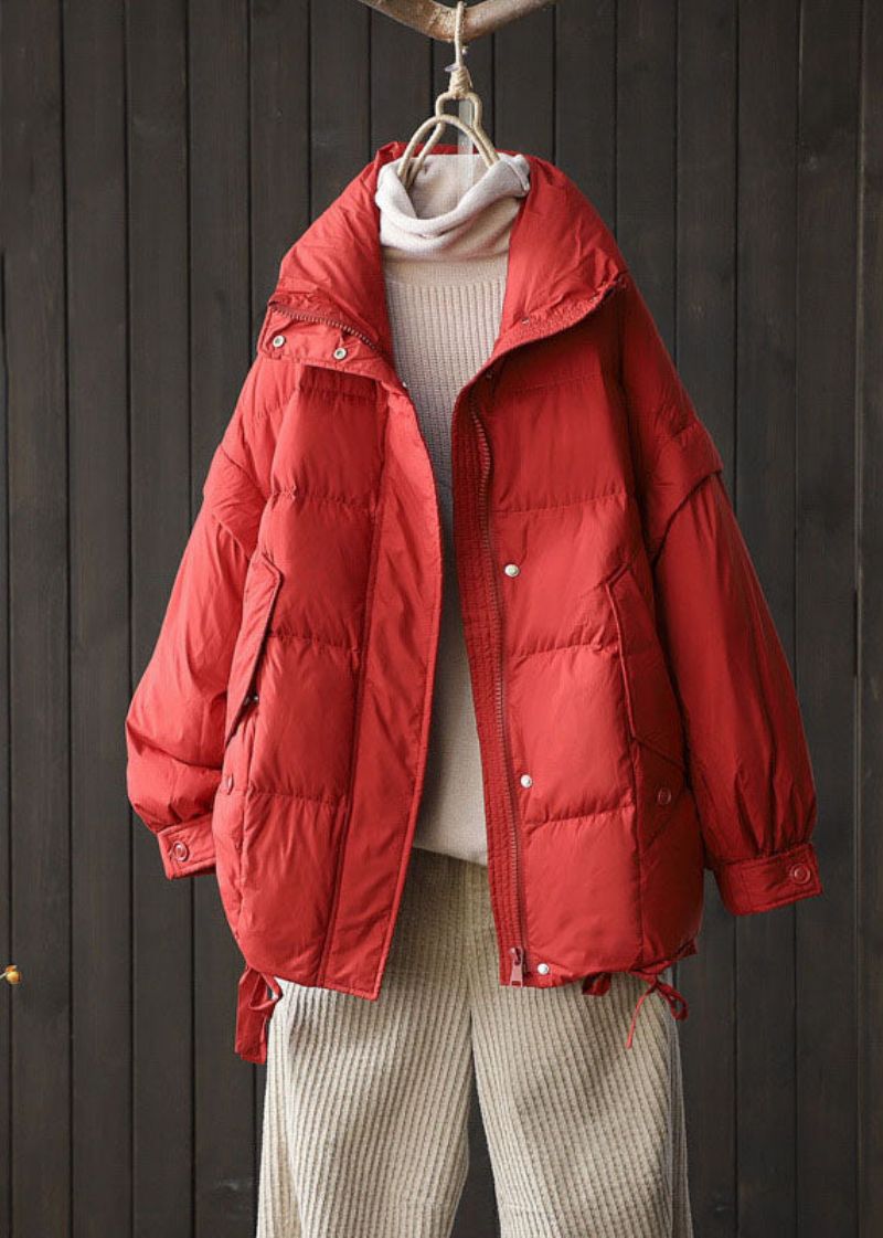 Dames Rood Dik Eendendons Pufferjack Winter - Rood