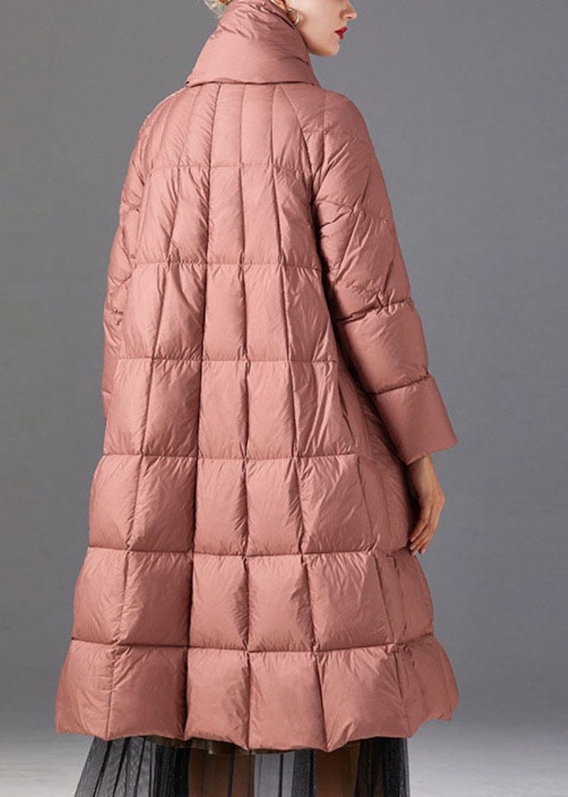 Dames Roze Opstaande Kraag Zakken Casual Winter Eendendons - Dames donsjacks