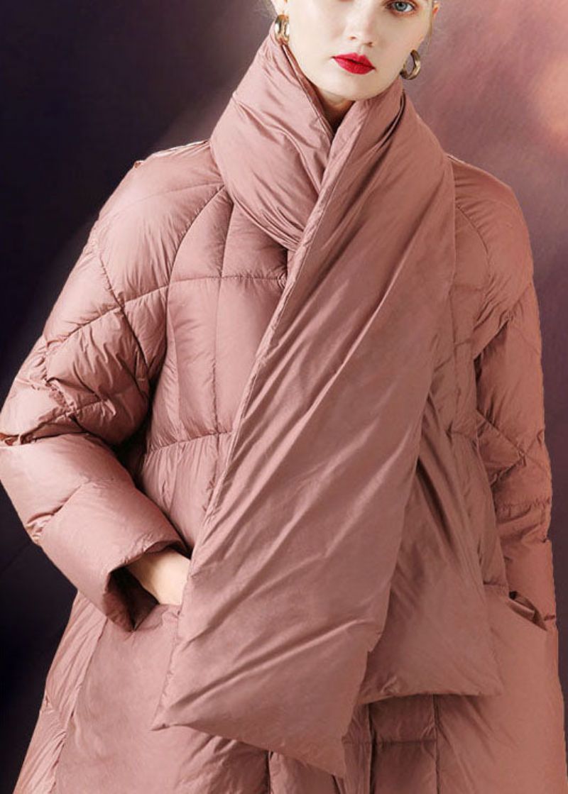 Dames Roze Opstaande Kraag Zakken Casual Winter Eendendons - Dames donsjacks