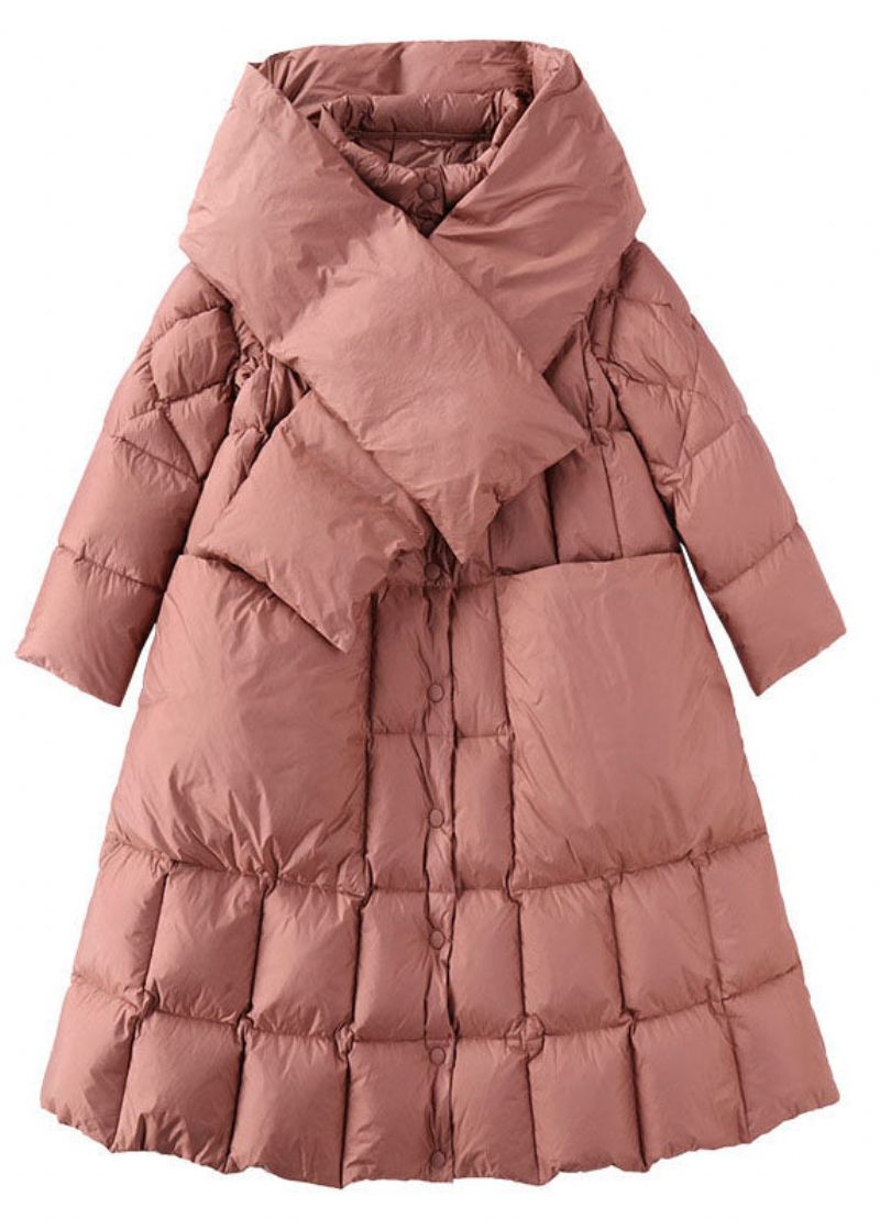 Dames Roze Opstaande Kraag Zakken Casual Winter Eendendons - Dames donsjacks