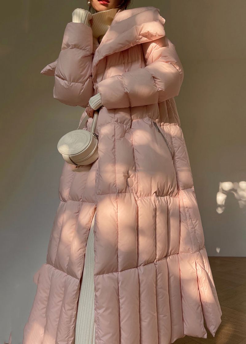 Dames Roze Oversized Stropdas Taille Eendendons Jassen Winter