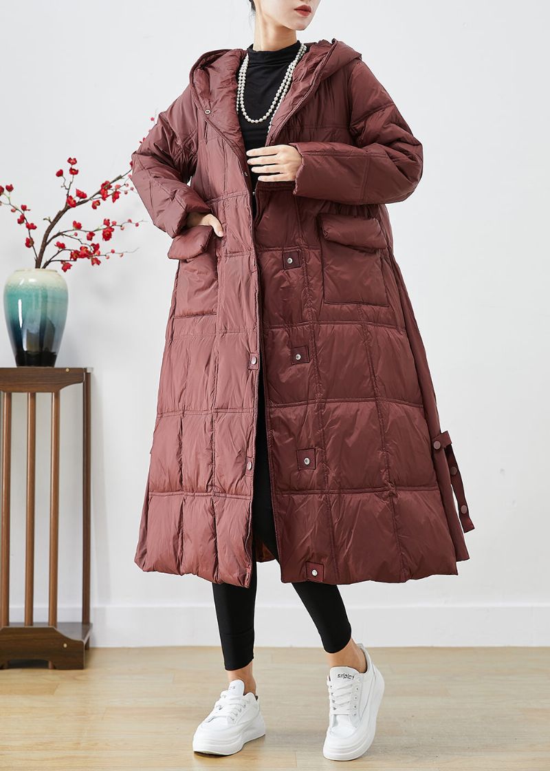 Dames Saai Rood Oversized Geruite Eendendons Canada Goose Jas Winter