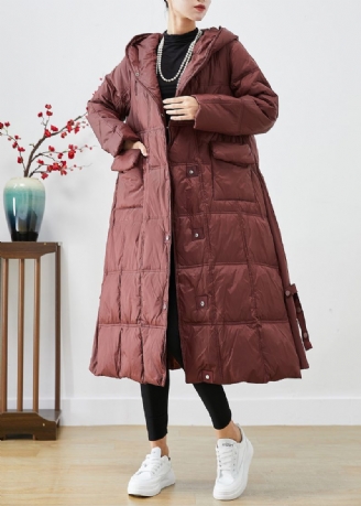 Dames Saai Rood Oversized Geruite Eendendons Canada Goose Jas Winter