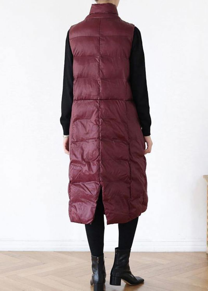 Dikke Plus Size Warme Winterjas Opstaande Kraag Winterjassen Bordeaux Mouwloze Parka's Voor Dames - Geelgroen