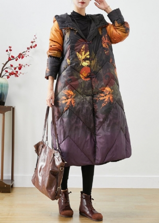 Diy Oranje Tie-dye Chinese Knoop Eendendons Winterjassen