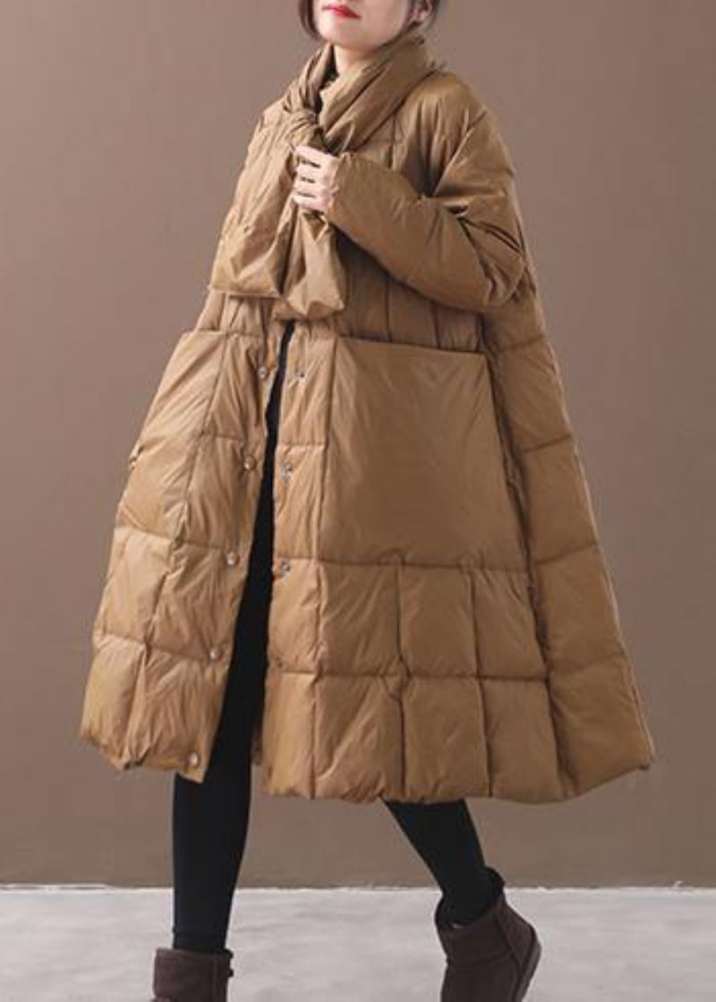 Elegante Kaki Winterparka's Casual Winterjas Met Capuchon En Dikke Uitloper - Dames donsjacks