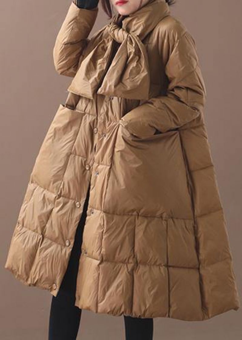 Elegante Kaki Winterparka's Casual Winterjas Met Capuchon En Dikke Uitloper - Dames donsjacks