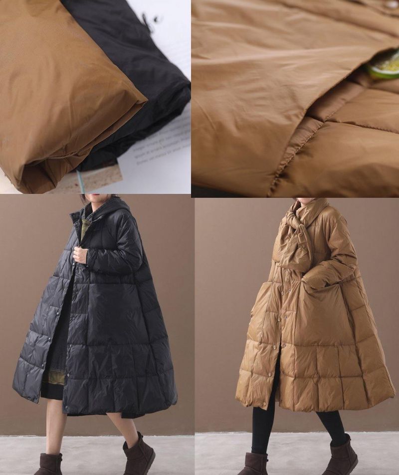 Elegante Kaki Winterparka's Casual Winterjas Met Capuchon En Dikke Uitloper - Dames donsjacks