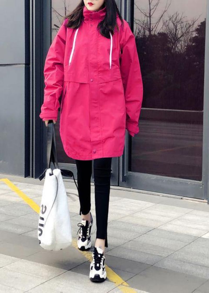 Elegante Oversized Sneeuwjassen Overjas Roze Donsjack Met Ritssluiting Dames - Wit