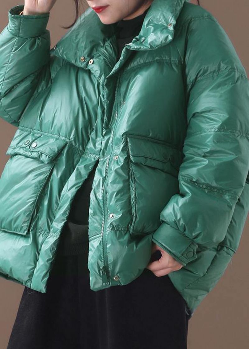 Elegante Plus Size Kleding Sneeuwjassen Winterjas Groene Eendendonsjas Met Opstaande Kraag