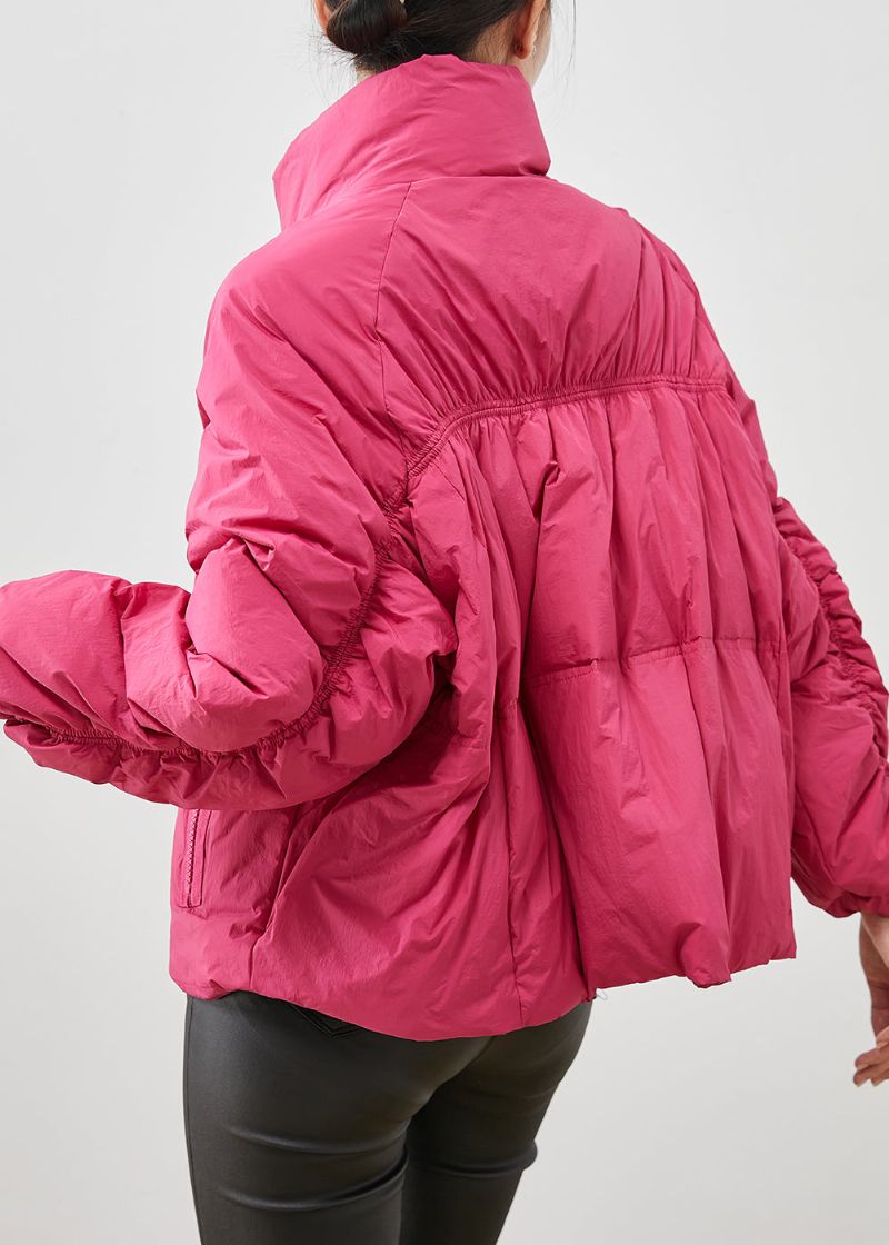 Elegante Roze Gerimpelde Eendendonsjas Met Rits Winter - Dames donsjacks