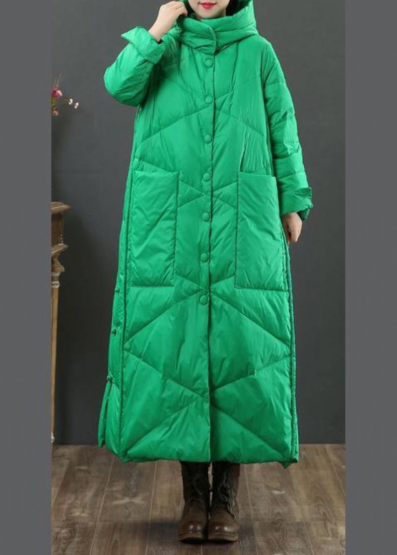 Fijne Groene Warme Winterjas Oversized Donsjack Met Capuchon En Button-down Damesjassen - Roze