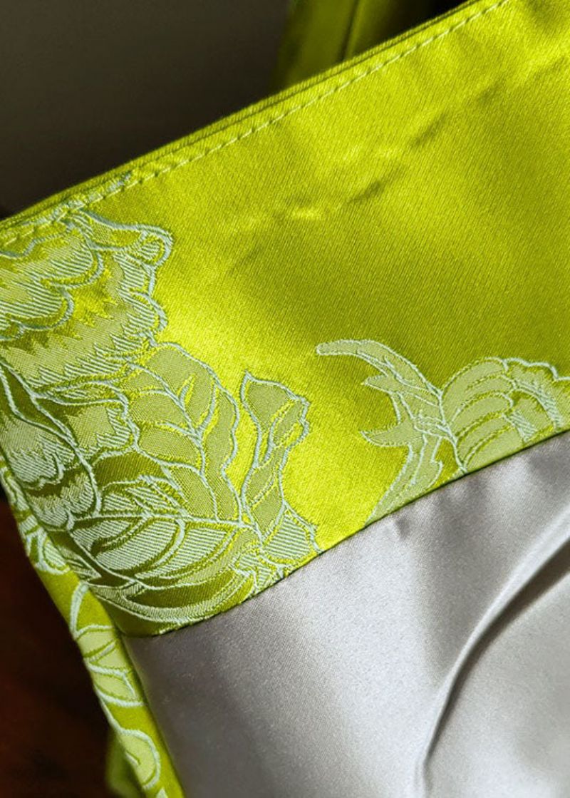 Fijne Groene Zijden Jacquard Chinese Knoop Katoenen Gevulde Jassen Winter - Dames donsjacks