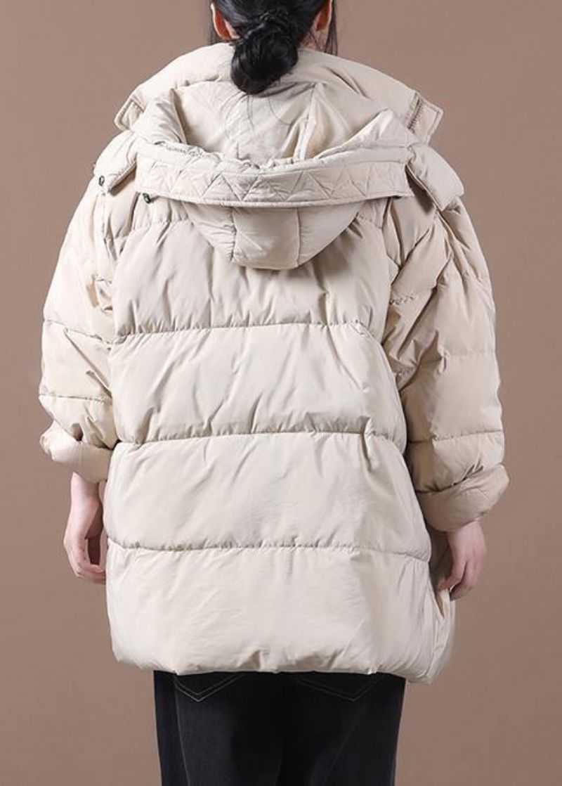 Fijne Kaki Plus Size Kledingparka Met Capuchon En Ritssluiting. Elegante Winteroutwear - Zwart