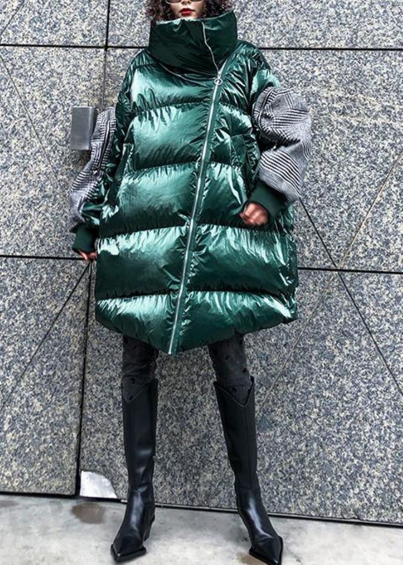 Fijne Oversized Jassen Winterjassen Groene Dikke Parka's Met Hoge Hals Voor Dames