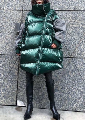 Fijne Oversized Jassen Winterjassen Groene Dikke Parka's Met Hoge Hals Voor Dames