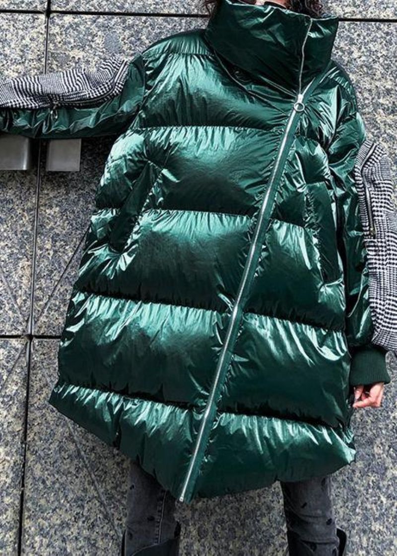 Fijne Oversized Jassen Winterjassen Groene Dikke Parka's Met Hoge Hals Voor Dames - Groen