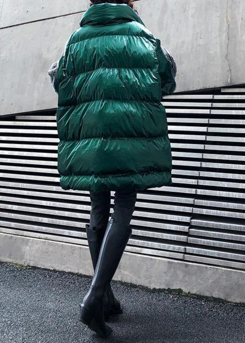 Fijne Oversized Jassen Winterjassen Groene Dikke Parka's Met Hoge Hals Voor Dames - Groen