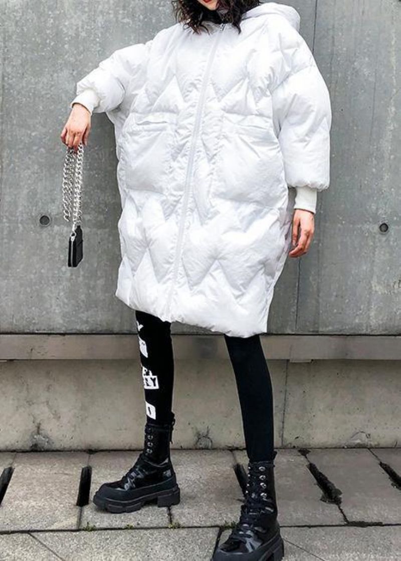 Fijne Oversized Winterjassen Parka's Met Ritssluiting En Capuchon Voor Dames