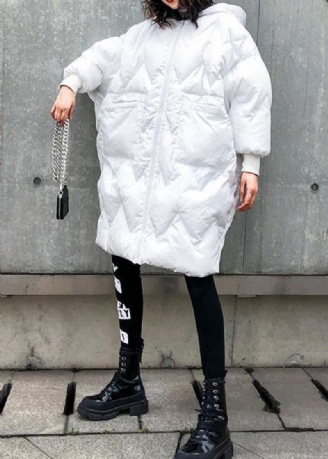 Fijne Oversized Winterjassen Parka's Met Ritssluiting En Capuchon Voor Dames