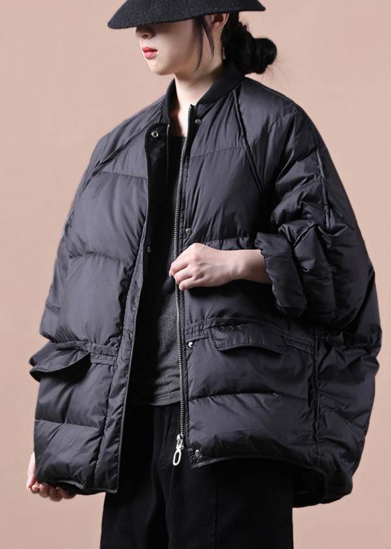 Fijne Plus Size Winterjas Winteruitloper Zwarte Zakken Warme Met Ritssluiting - Dames donsjacks