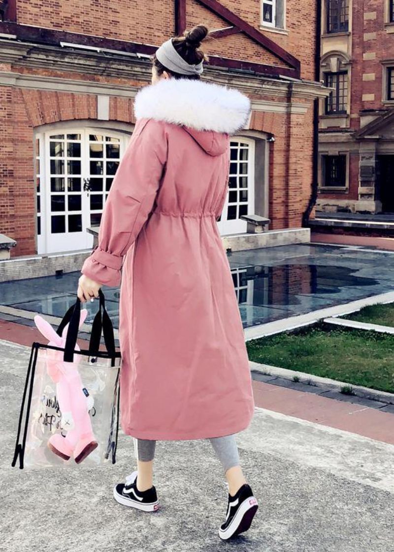 Fijne Roze Warme Winterjas Plus Size Parka Dames Overjas Met Capuchon En Flare Mouwen - Dames donsjacks