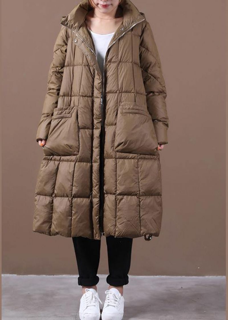 Fijne Trendy Grote Maten Katoenen Jas Winteroutwear Chocolade Jas Met Capuchon En Ritssluiting - Dames donsjacks