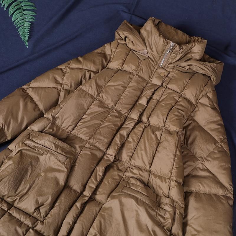 Fijne Trendy Grote Maten Katoenen Jas Winteroutwear Chocolade Jas Met Capuchon En Ritssluiting - Dames donsjacks