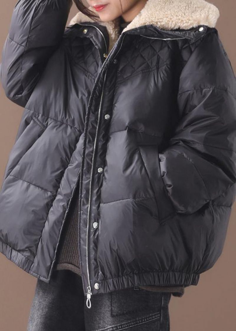 Fijne Trendy Plus Size Winterjas Winterjassen Zwarte Warme Dames Korte Uitloper Met Ritssluiting