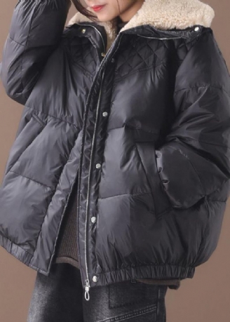 Fijne Trendy Plus Size Winterjas Winterjassen Zwarte Warme Dames Korte Uitloper Met Ritssluiting