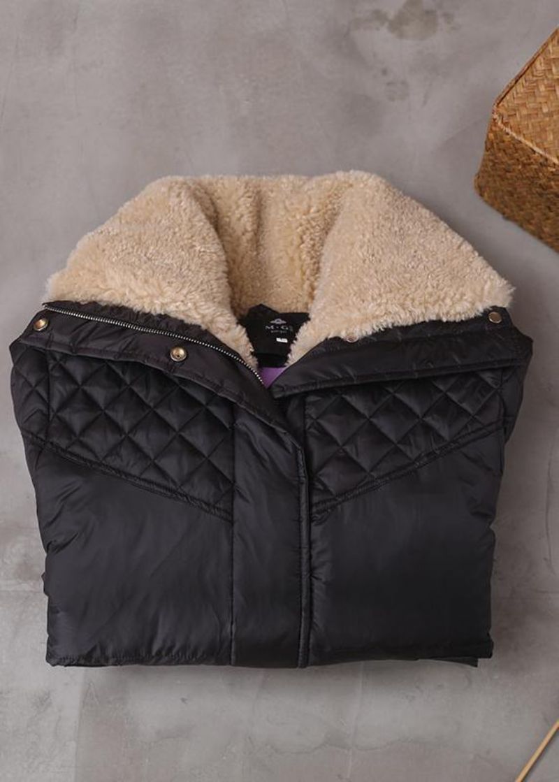 Fijne Trendy Plus Size Winterjas Winterjassen Zwarte Warme Dames Korte Uitloper Met Ritssluiting - Dames donsjacks