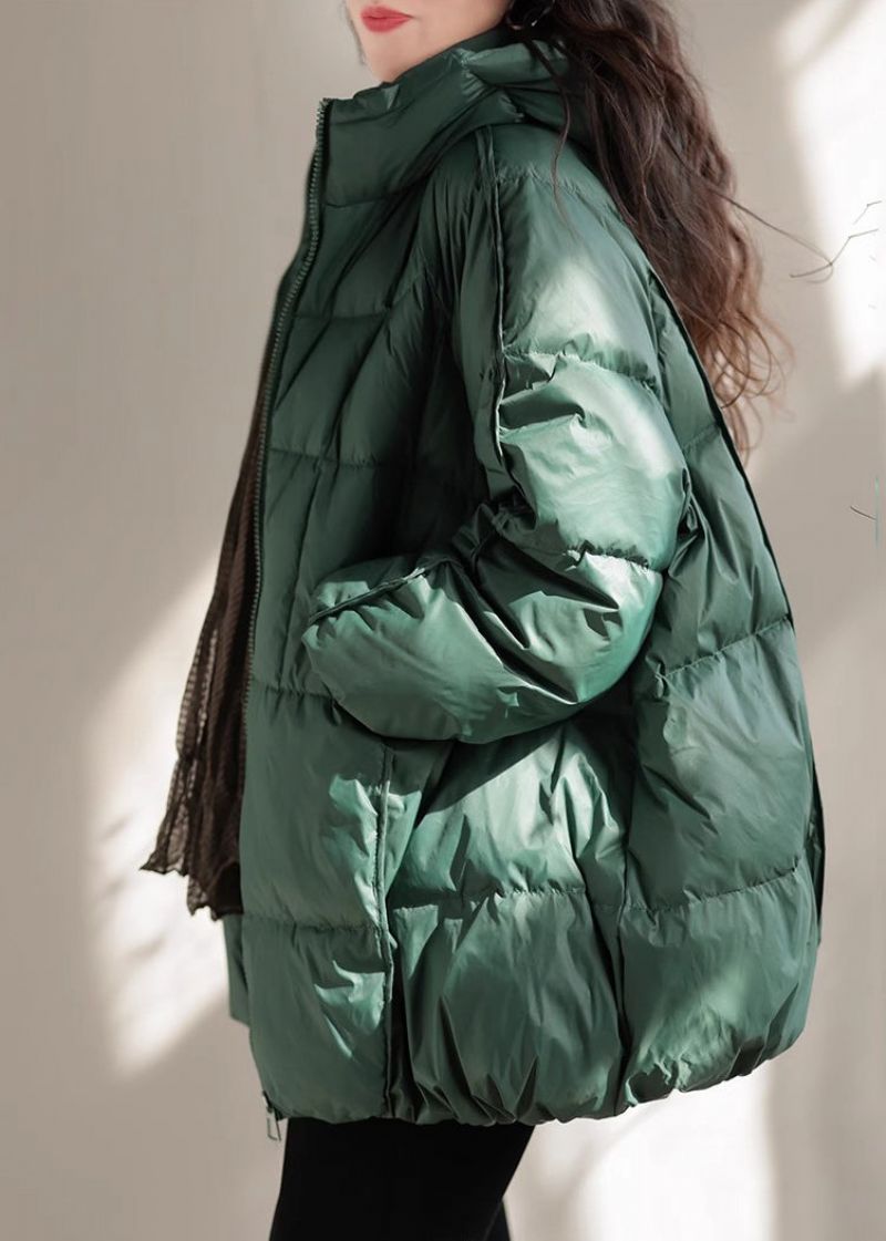 Franse Groene Oversized Zakken Fijne Katoenen Gevulde Parka Jas Winter - Dames donsjacks