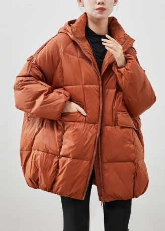 Getailleerd Oranje Oversized Eendendons Pufferjack Winter