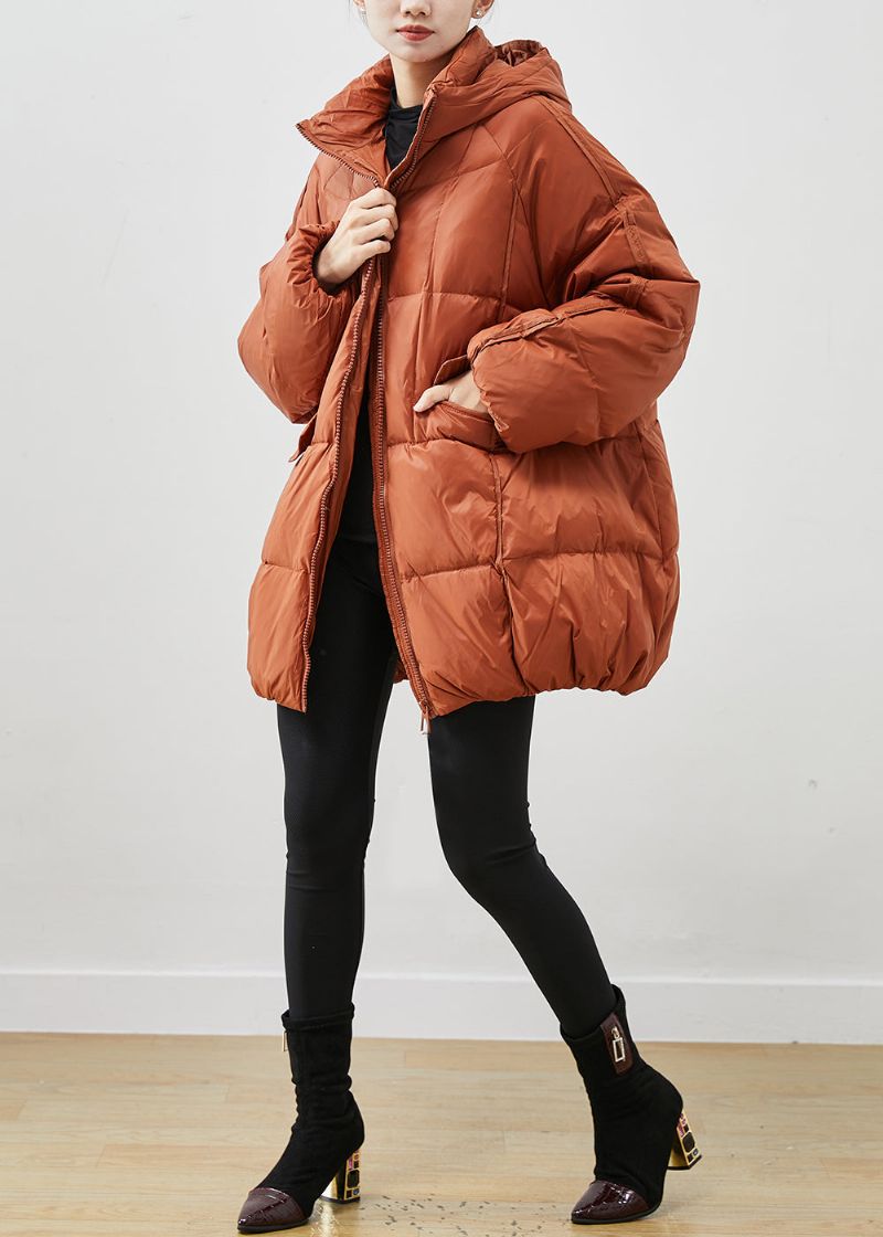 Getailleerd Oranje Oversized Eendendons Pufferjack Winter - Dames donsjacks