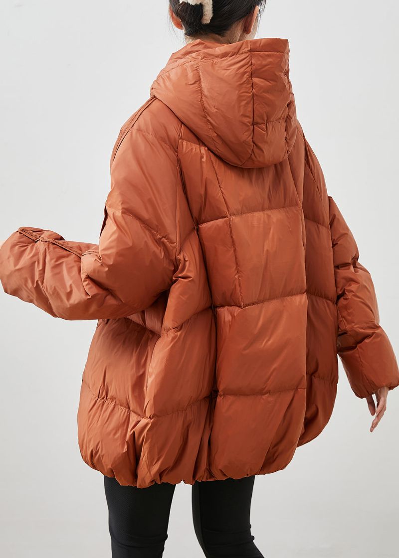 Getailleerd Oranje Oversized Eendendons Pufferjack Winter - Dames donsjacks