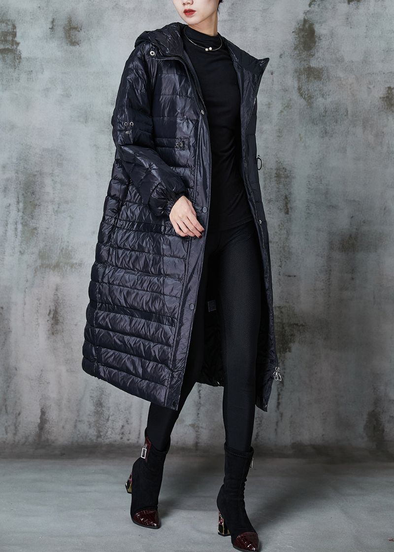 Getailleerd Zwart Trekkoord Patchwork Eendendons Pufferjack Winter - Dames donsjacks