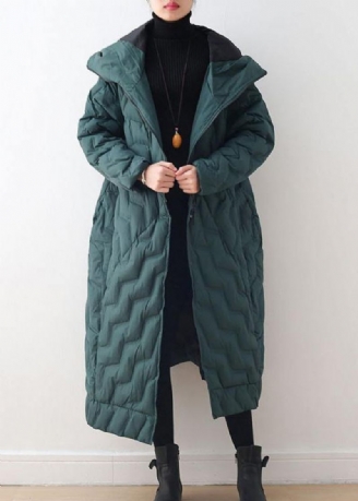 Groene Donsjas Winter Oversized Winterjas Met Capuchon Asymmetrisch Warme Winteroutwear