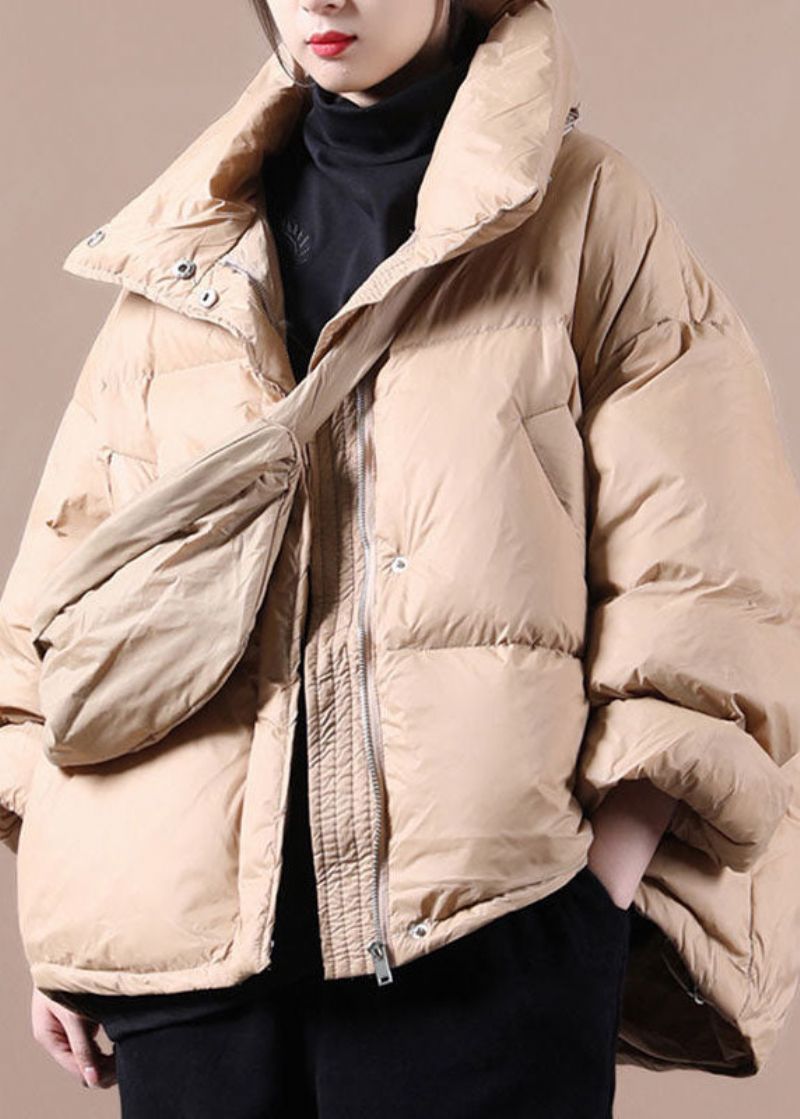 Handgemaakte Zwarte Mode-ritssluiting Winter Duck Down Jacket - Zwart