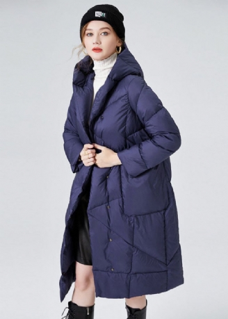 Ingerichte Blauwe Zakken Met Capuchon Dikke Eendendons Canada Goose Jas Winter