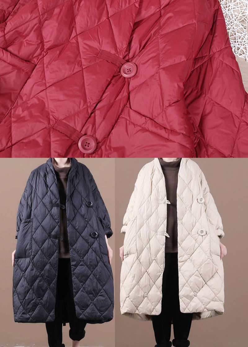 Italiaans Beige Warme Fijne Katoenen Gevulde Jassen Winter - Rood