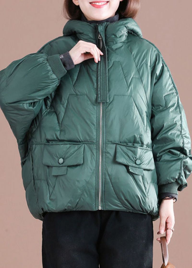 Italiaanse Groene Oversized Eendendonsjas Met Capuchon Winter - Dames donsjacks