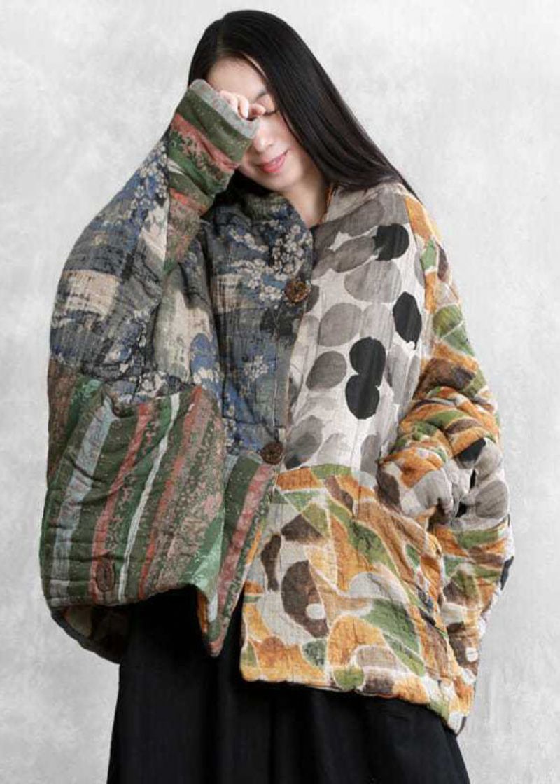 Italiaanse Oversized Parka's Met Fijne Katoenvulling En Patchworkprint Winter