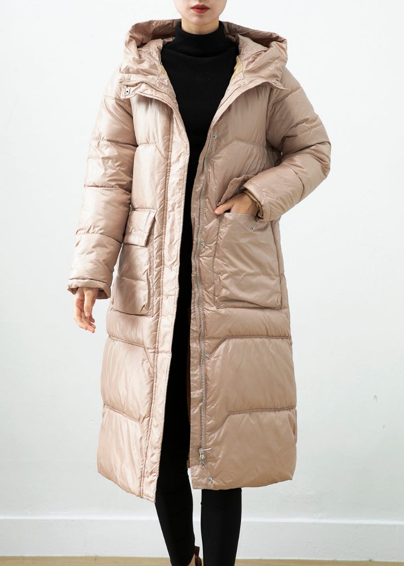 Kaki Eendendons Pufferjack Oversized Winterjas Met Capuchon - Dames donsjacks