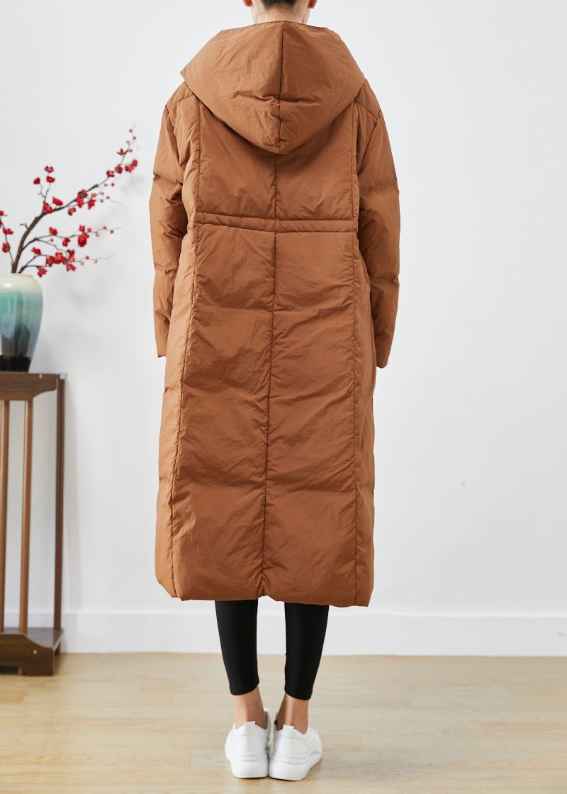 Koffie Patchwork Eendendons Puffers Jassen Met Capuchon Oversized Winter - Dames donsjacks