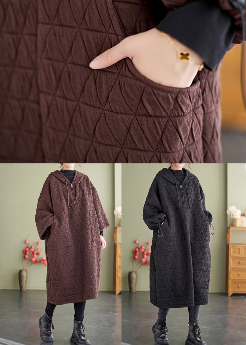 Koffiezakken Patchwork Fijne Katoenen Gevulde Jurken Winter Met Capuchon - Dames donsjacks