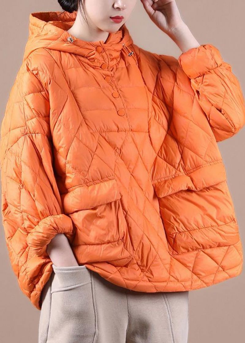 Literair Oranje Plus Size Capuchontrui Korte Puffersjassen - Oranje