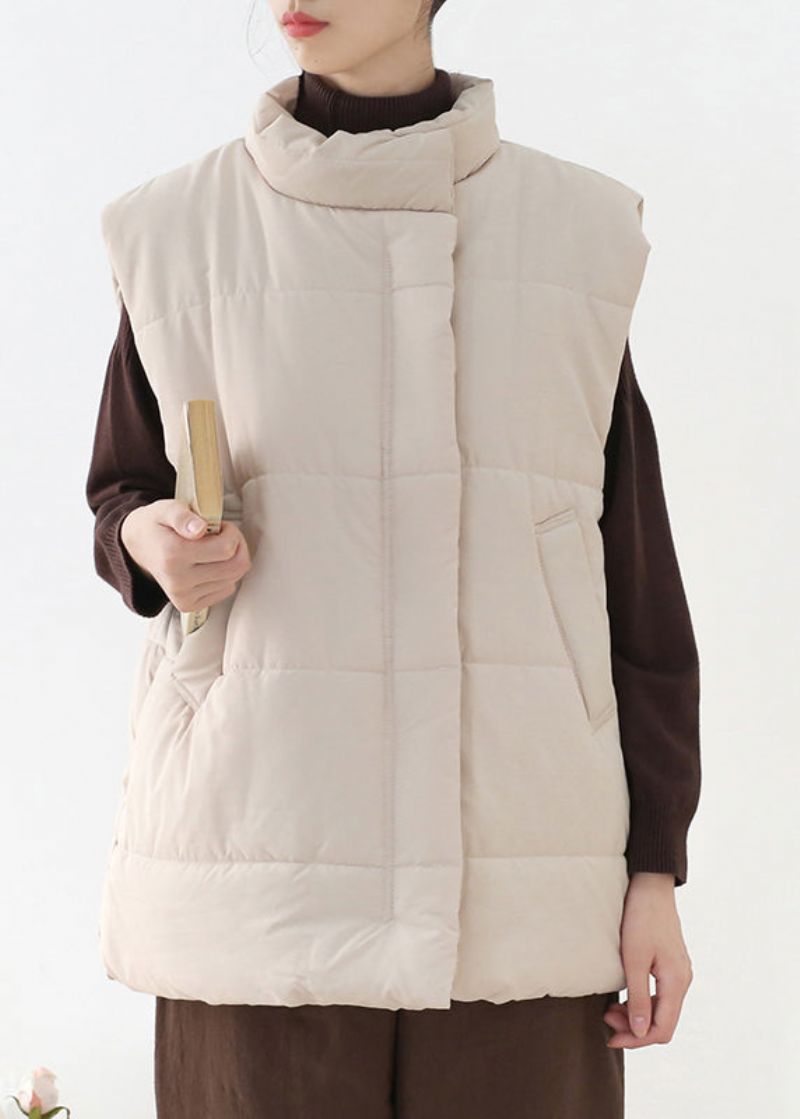 Losse Abrikozen Opstaande Kraag Met Ritssluiting Warm Dik Parka-vest Winter - Dames donsjacks