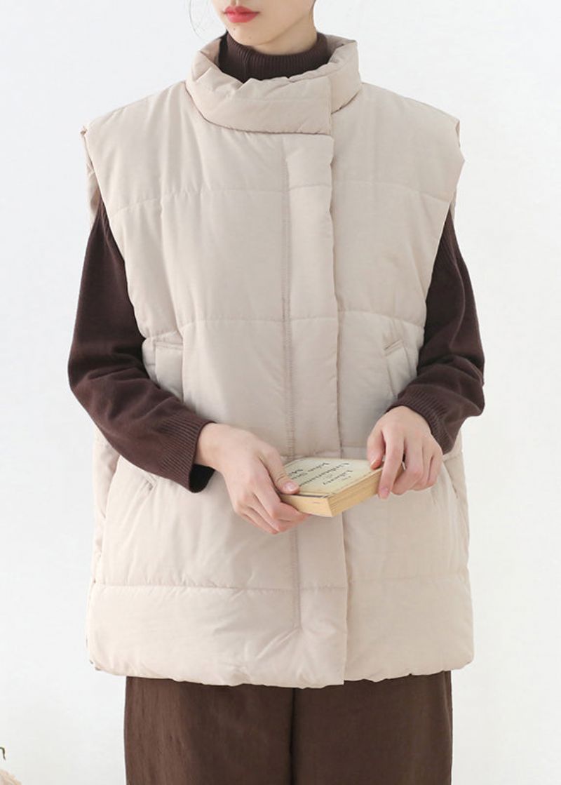 Losse Abrikozen Opstaande Kraag Met Ritssluiting Warm Dik Parka-vest Winter - Dames donsjacks